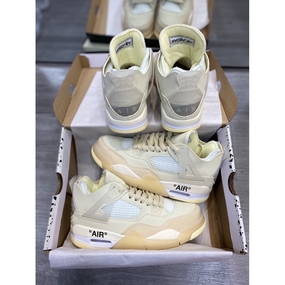 Giày thể thao sneaker JD 4 kem, jd4  kem off white bản cao cấp ảnh thật tự chụp nam nữ, tặng kèm 3 bộ dây