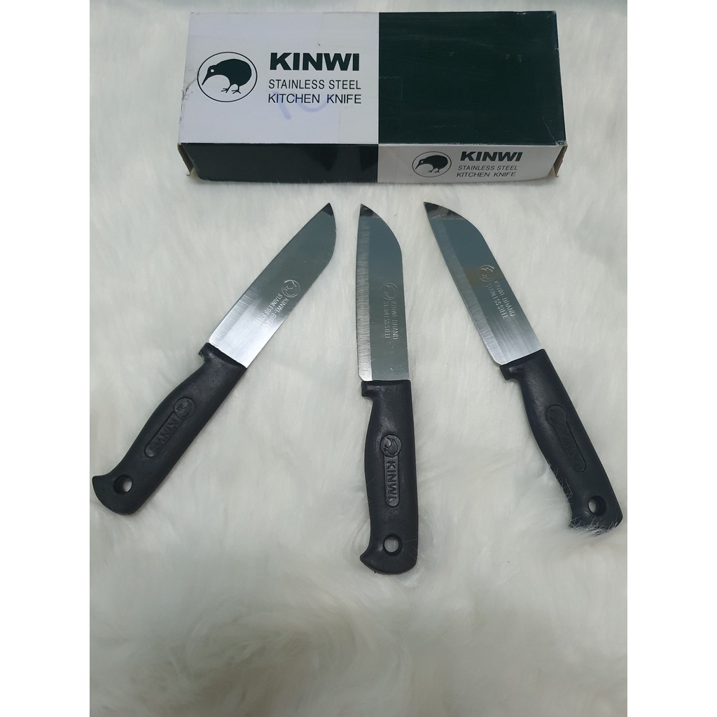 Dao Kiwi Stainless Steel Kitchen Knife Cán Nhựa Đen Dài 22cm - No.475