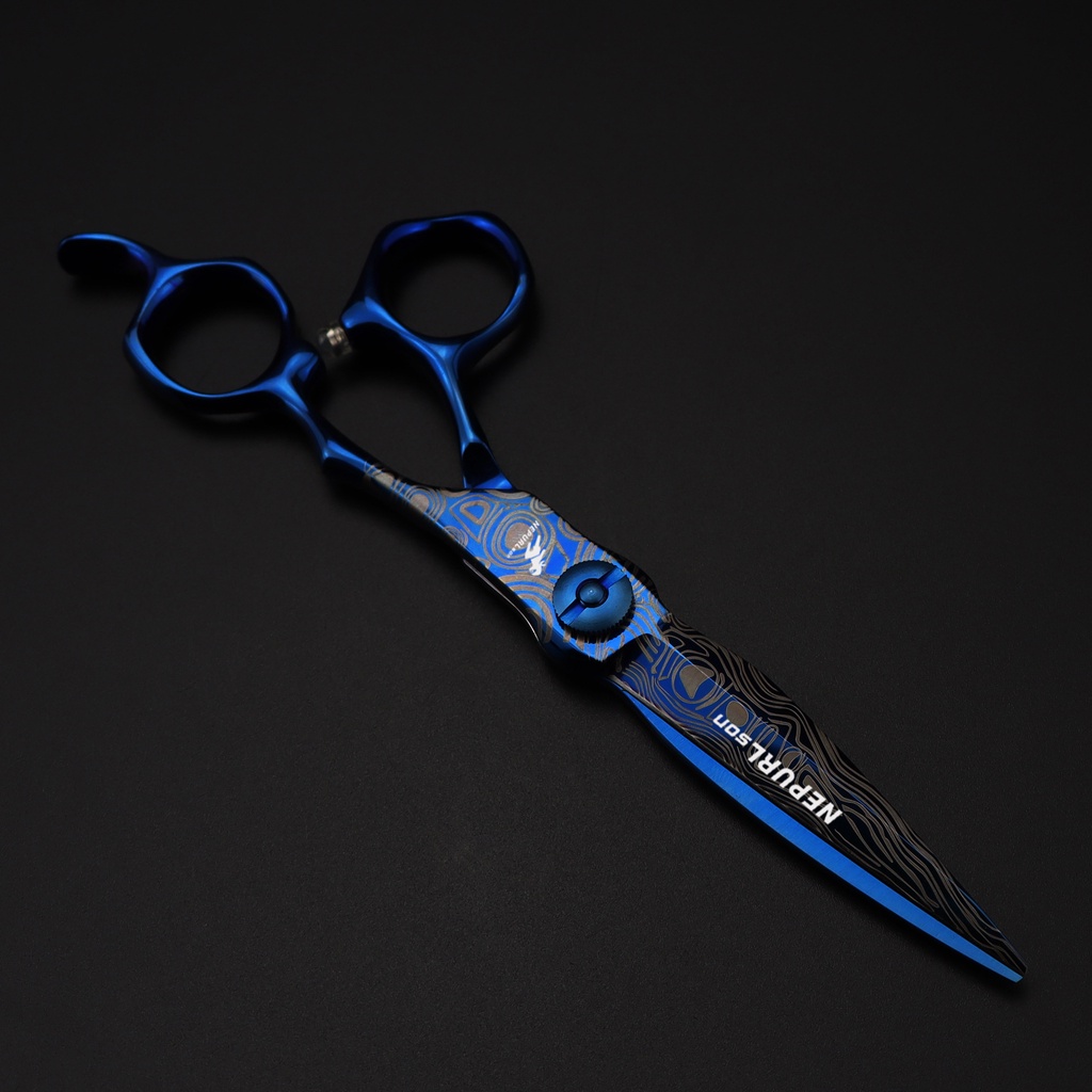 Kéo Cắt Tóc Răng Cưa 6 inch 440C Freelander Bằng Thép Màu Xanh Dương