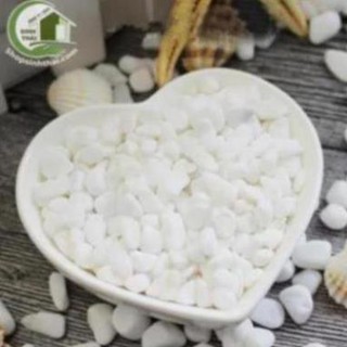 1kg đá sỏi màu trắng vừa - đá  trang trí trồng cây - trang trí bể cá - sân vườn