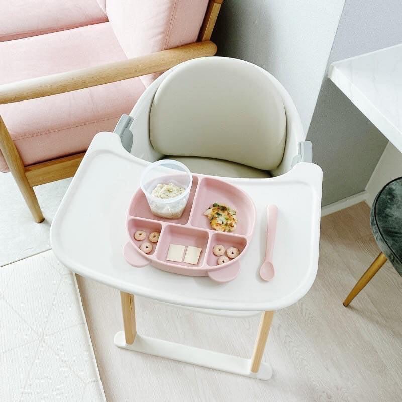 Made in Korea : KHAY ĂN DẶM CÓ NẮP HÌNH GẤU POLED HÀN QUỐC