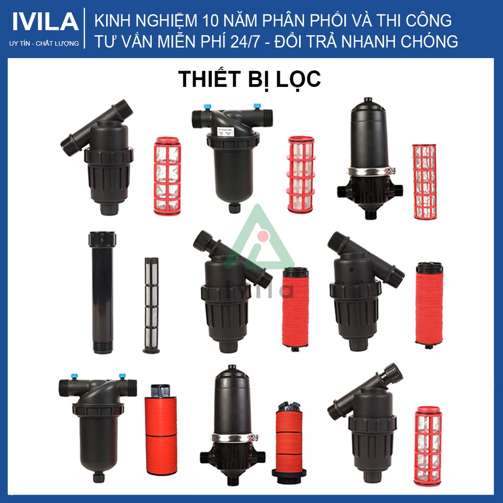 Bộ Lọc Lưới đường kính D27/D34/D42 /D48/D60 - Bộ lọc cặn, rác ren ngoài phi 27/34/42/48/60 dùng cho tưới tự động