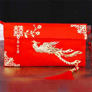 Bao Lì Xì Cưới 2023 - Bao Nạp Tài Mùa Cưới Vải Nhung Hình Phụng