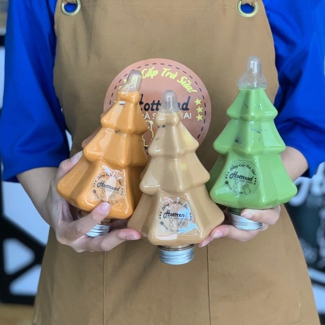 Chai Nhựa PET Nhân vật Cao Cấp Mẫu Hình Cây Thông 400ml Cho Mùa Noen