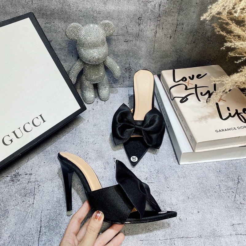 giày guốc nhọn bản nơ 9cm siêu xinh siêu hót