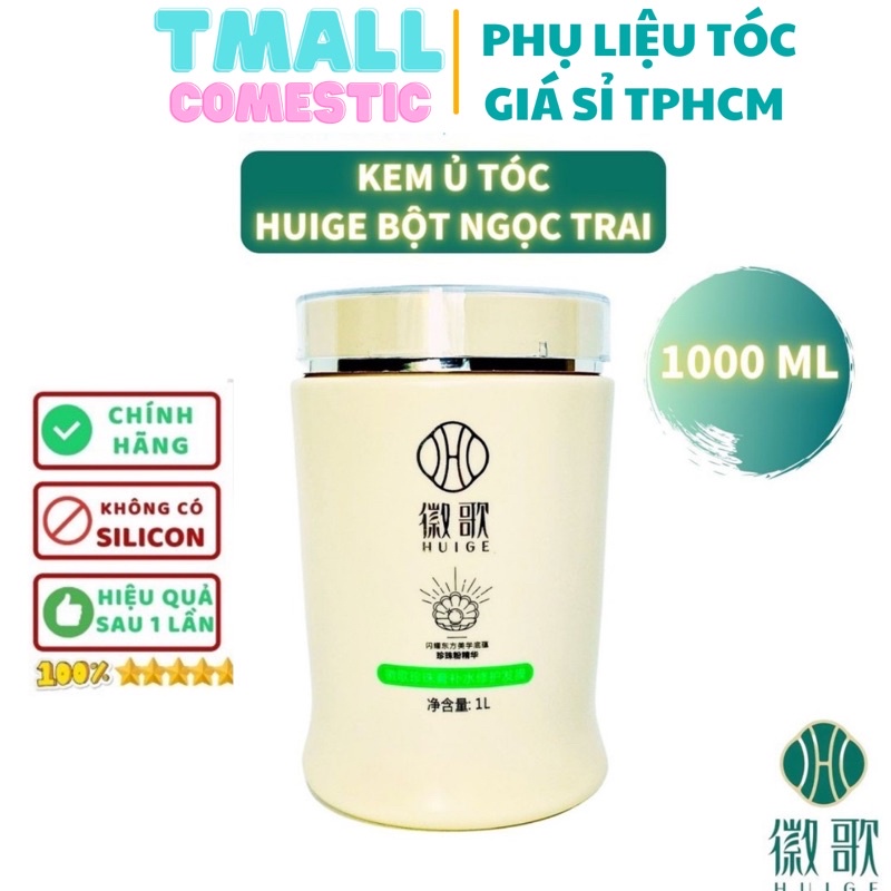 Kem ủ tóc HUIGE PEARL CREAM 1000ML BỘT NGỌC TRAI - Hấp tóc xả tóc siêu mềm mượt, Phục hồi hư tổn