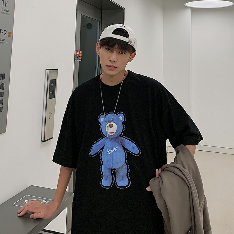 Áo thun tay lỡ nam nữ, áo phông unisex form rộng chất cotton mát mịn thấm hút mồ hôi in hình GẤU XANH | BigBuy360 - bigbuy360.vn