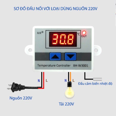 Công tắc cảm biến nhiệt độ 220V, W3001/ W3002 có HDSD bằng tiếng Việt