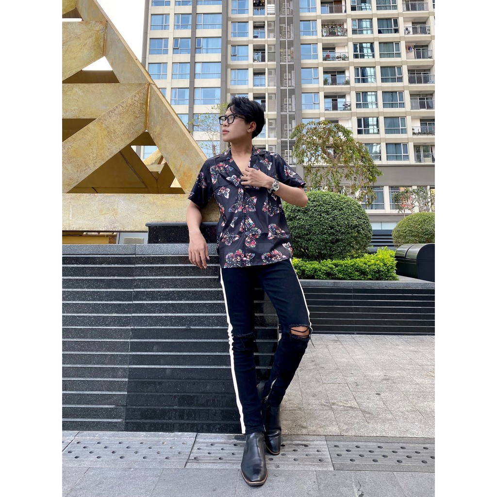 Áo sơ mi họa tiết nam nữ cổ vest hàng xịn, form rộng unisex chất vải cao cấp thoáng mát V-18 | BigBuy360 - bigbuy360.vn