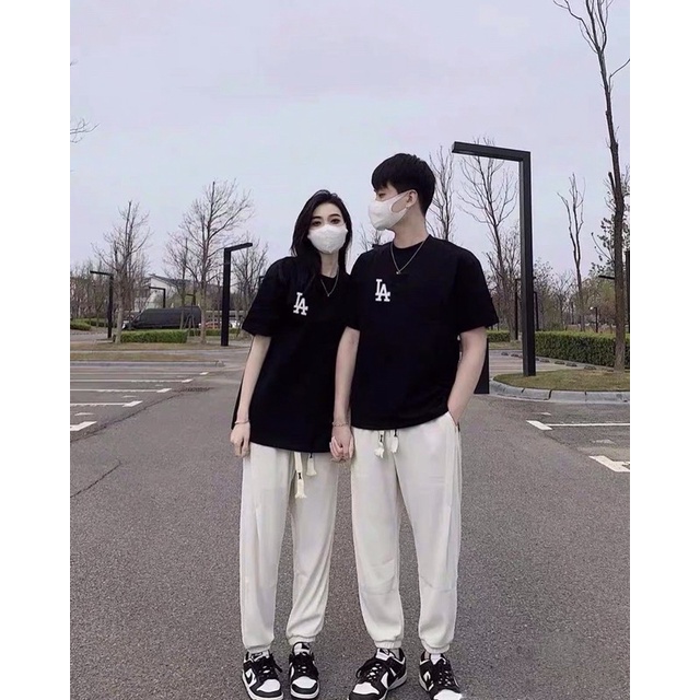 Áo phông MLB, áo thun unisex, logo Los angeles tay lỡ basic, chất cotton thoáng mát, Dorystore