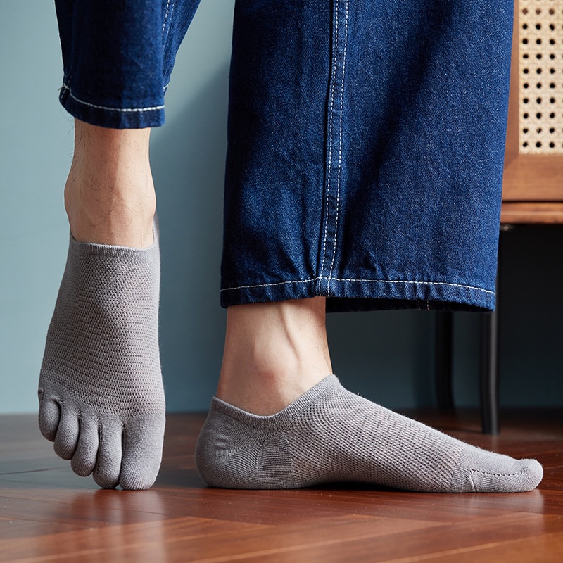 Vớ Cổ Thấp Năm Ngón Màu Sắc Đơn Giản Thoáng Khí Thời Trang Cho Nam