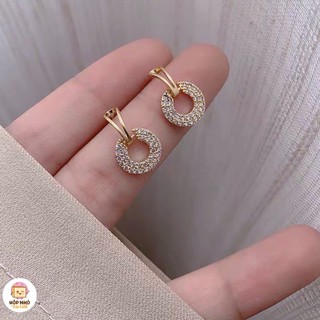 Bông tai nữ bạc s925 đá tròn