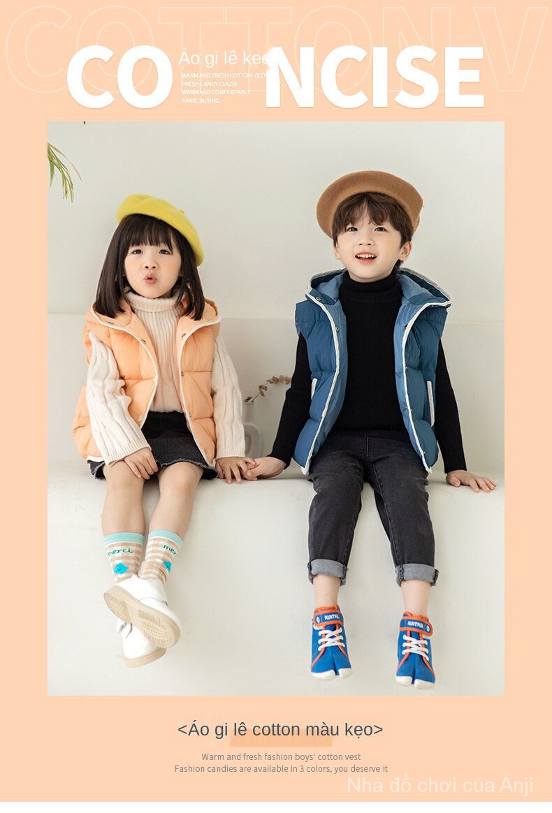 Children Down Cotton Men And Women For Thick Baby Hooded Vest Korean Wear Outside Waistcoat