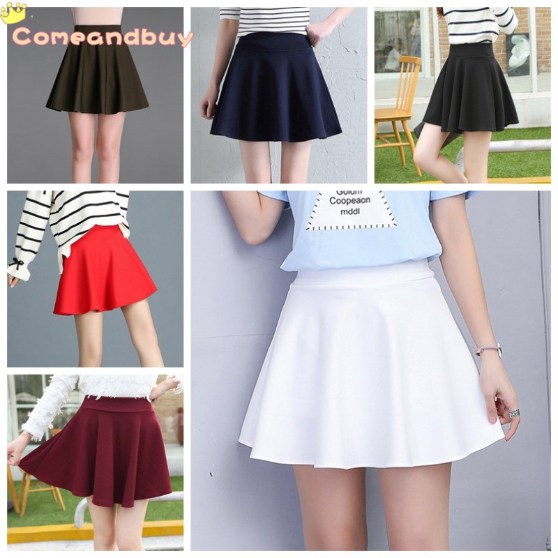 Chân váy lưng cao màu trơn thời trang Hàn Quốc cho nữ | BigBuy360 - bigbuy360.vn