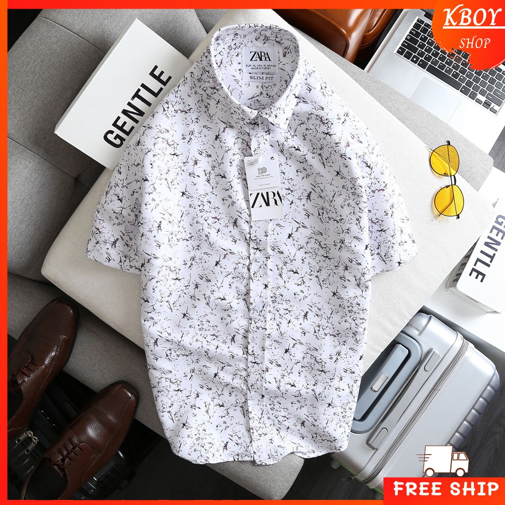 Áo Sơ Mi Nam Tay Ngắn Họa Tiết, Vải Cotton Lụa Mềm Mịn Không Nhăn Mát Mẻ Hợp Dáng Dễ Phối Đồ - T06 | BigBuy360 - bigbuy360.vn