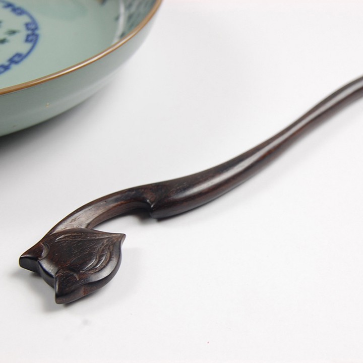 Trâm cổ trang gỗ mun họa tiết hồ ly dùng búi tóc phong cách cổ trang vintage