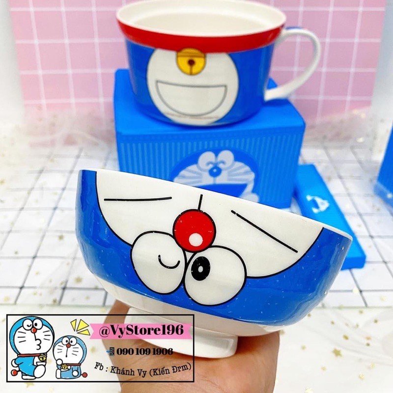 SET THỐ + BÁT SỨ ĐOREMON CAO CẤP HÀNG STORE CHUẨN ĐÔRAEMON