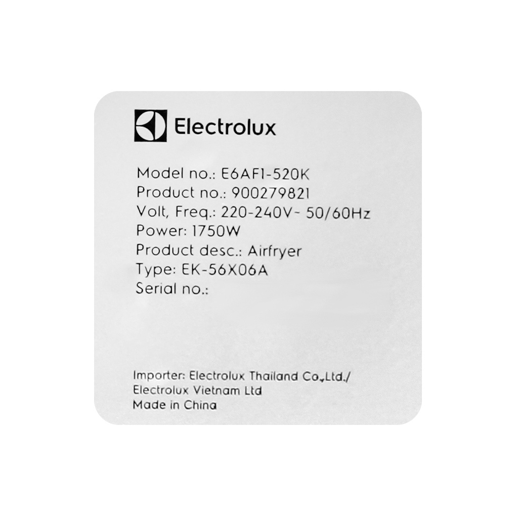 [Mã ELHADEV giảm 4% đơn 300K] Nồi chiên không dầu Electrolux E6AF1-520K 5 lít