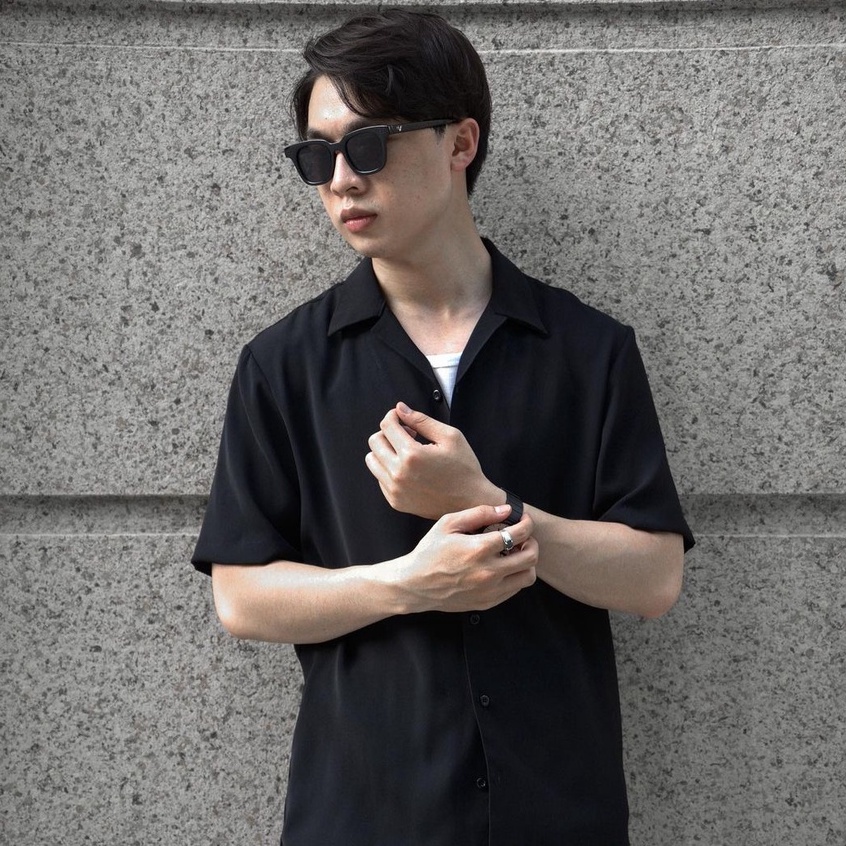 Áo sơ mi ngắn tay nam chống nhăn Highway (Menswear) Diego đen