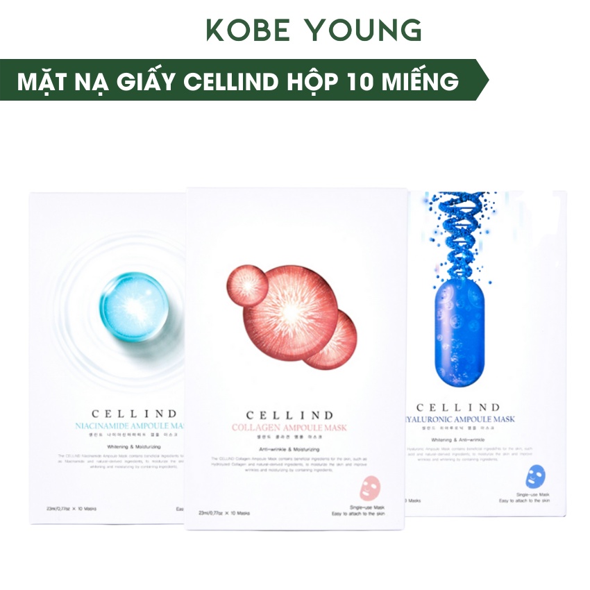Mặt Nạ Cellind Dưỡng Trắng Chống Lão Hóa Cấp Ẩm Niacinamde HA Ampoule Mask - KOBE YOUNG