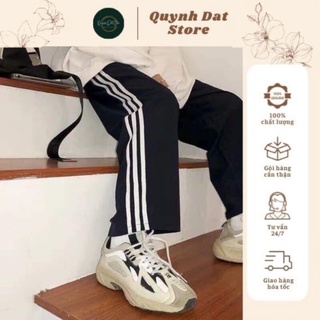 Quần 3 sọc thể thao nam nữ ống suông rộng dài - quần thể thao ống rộng