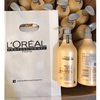 Cặp Gội Xả Loreal ABSOLUT REPAIR LIPIDIUM 1000ml và Kem ủ Hấp tóc Loreal