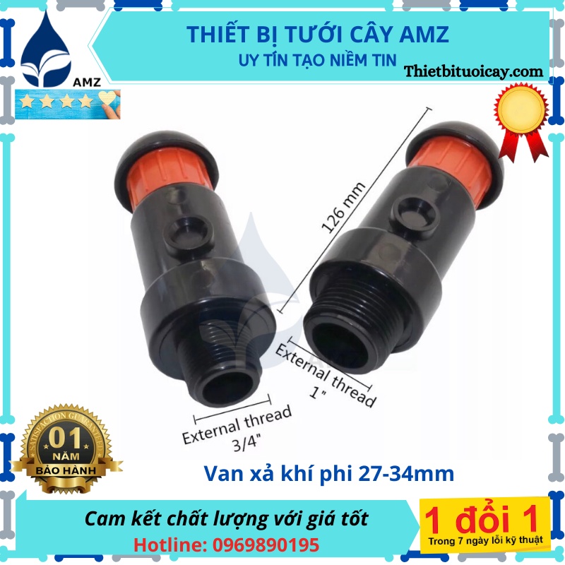 Van xả khí 27 34mm - van xả e trong đường ống tưới cây tự động