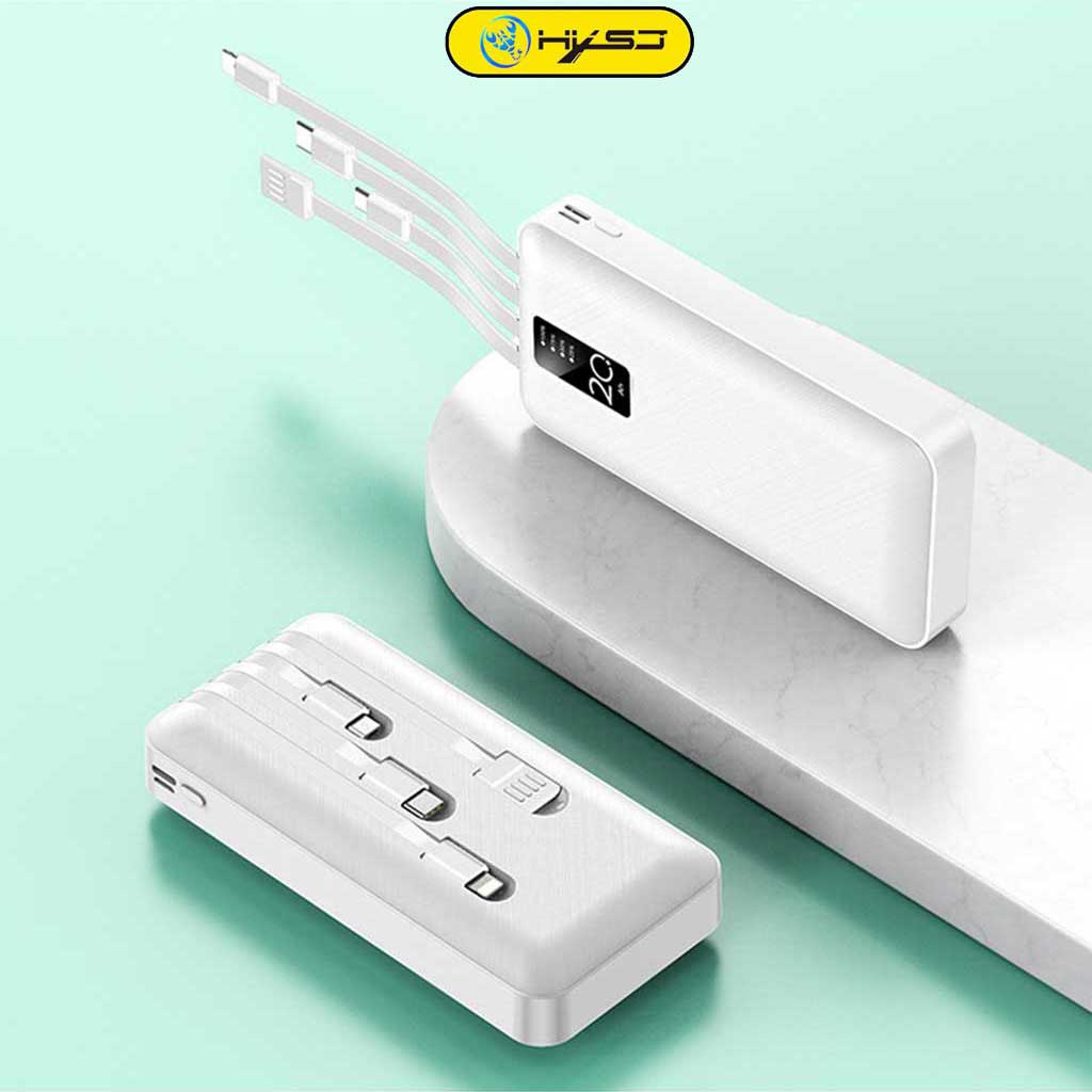 Pin Sạc Dự Phòng 20.000mAh HXSJ A1 - 2 Cổng Sạc Vào Type-C/Micro Tích hợp sẵn 4 đầu sạc chuyên dụng tiện lợi