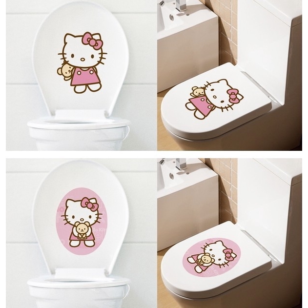 Sticker Dán Toilet Họa Tiết Hello Kitty Dễ Thương Bắt Mắt