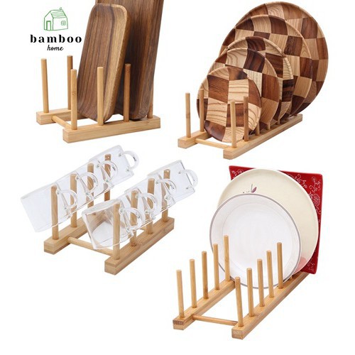 Kệ úp dĩa THE BAMBOO giá trưng bày dĩa giá trưng bày tạp trí bằng tre gỗ tiện lợi đẹp mắt cho nhà bếp nhiều kích thước