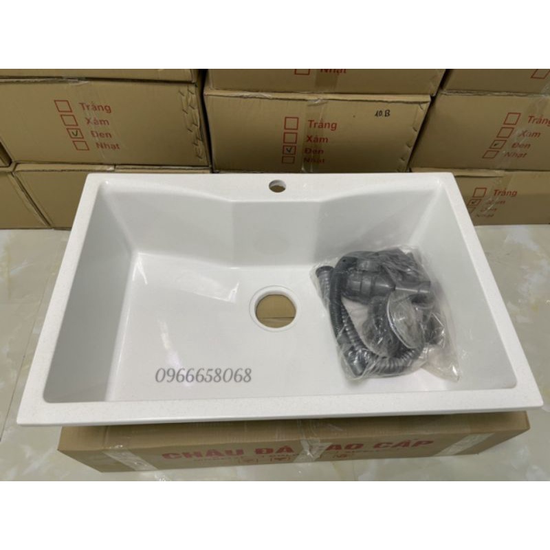 Chậu rửa chén đá nhân tạo trắng KT 73x47x20