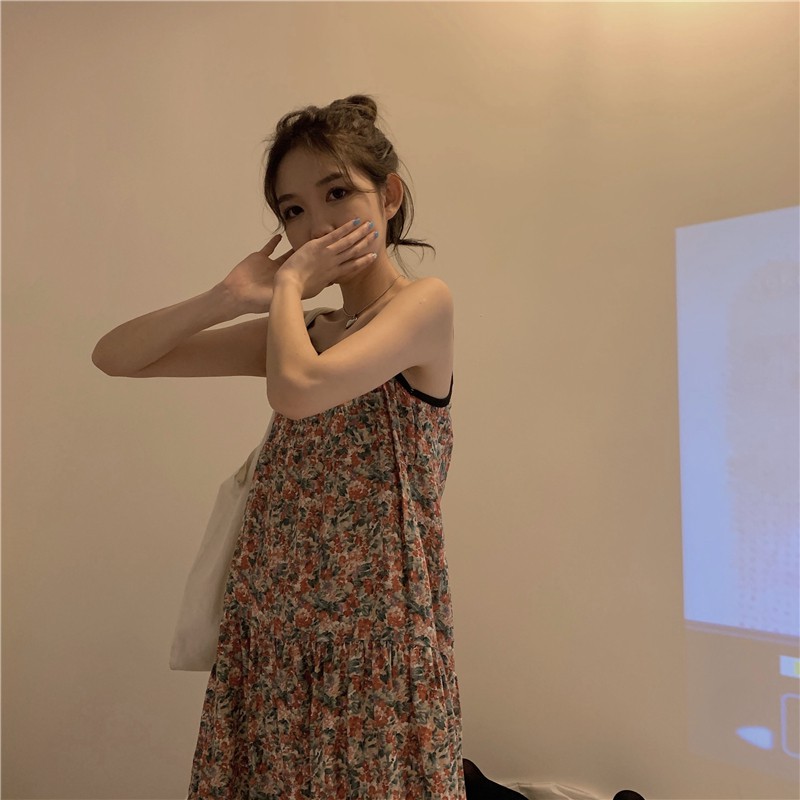 [Mã FAGREEN245 giảm 10% tối đa 30K đơn 99K] Váy Yếm Họa Tiết Hoa Theo Phong Cách Vintage Hàn Quốc