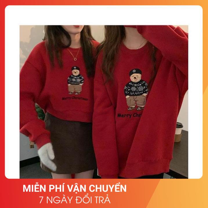 Áo Nỉ Noel Gấu Tuyết 24 APRIL Nữ [FREESHIP]🌸 Sweater giáng sinh form rộng tay bồng cá tính Ulzzang 🌸 | BigBuy360 - bigbuy360.vn