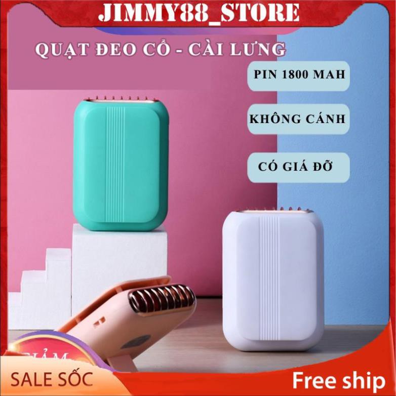 Quạt Đeo cổ Không cánh F18 cài thắt lưng mini cầm tay giá đỡ để bàn pin 1800mAh JIMMY88