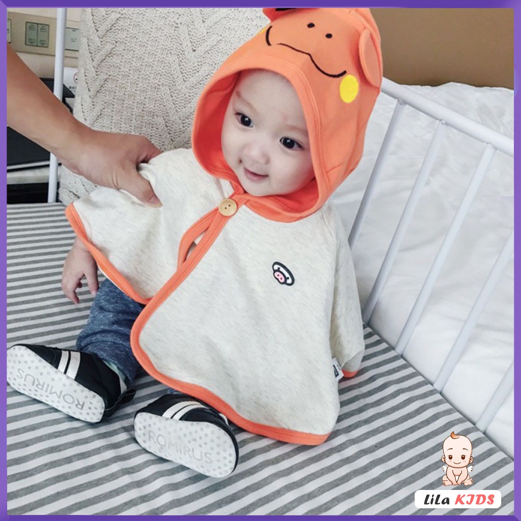 Áo choàng nắng trẻ em hình con ếch cute LILA KIDS, Áo nắng cotton cho bé trai và bé gái từ 5-18kg !