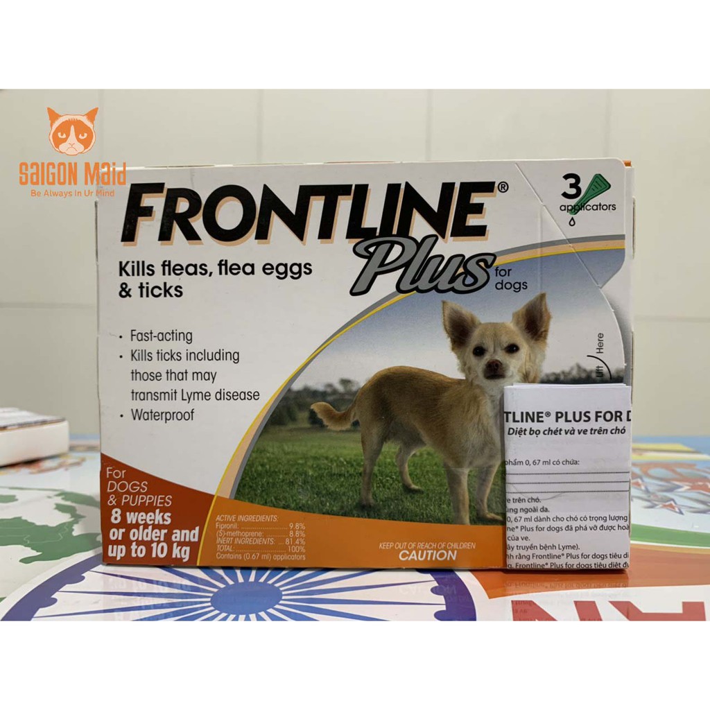 Frontline plus - thuốc nhỏ gáy ve rận, ghẻ cho chó dưới 10kg (1 tuýp)