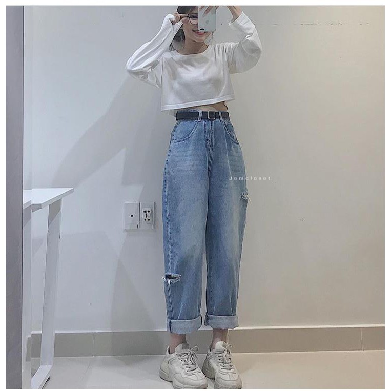 [ VÒNG ĐỜI CỨ TRÔI!!! ] QUẦN JEAN ỐNG RỘNG NƯ CAO CẤP NITI QC RÁCH 2 BE LỆCH CỰC HOT HIT