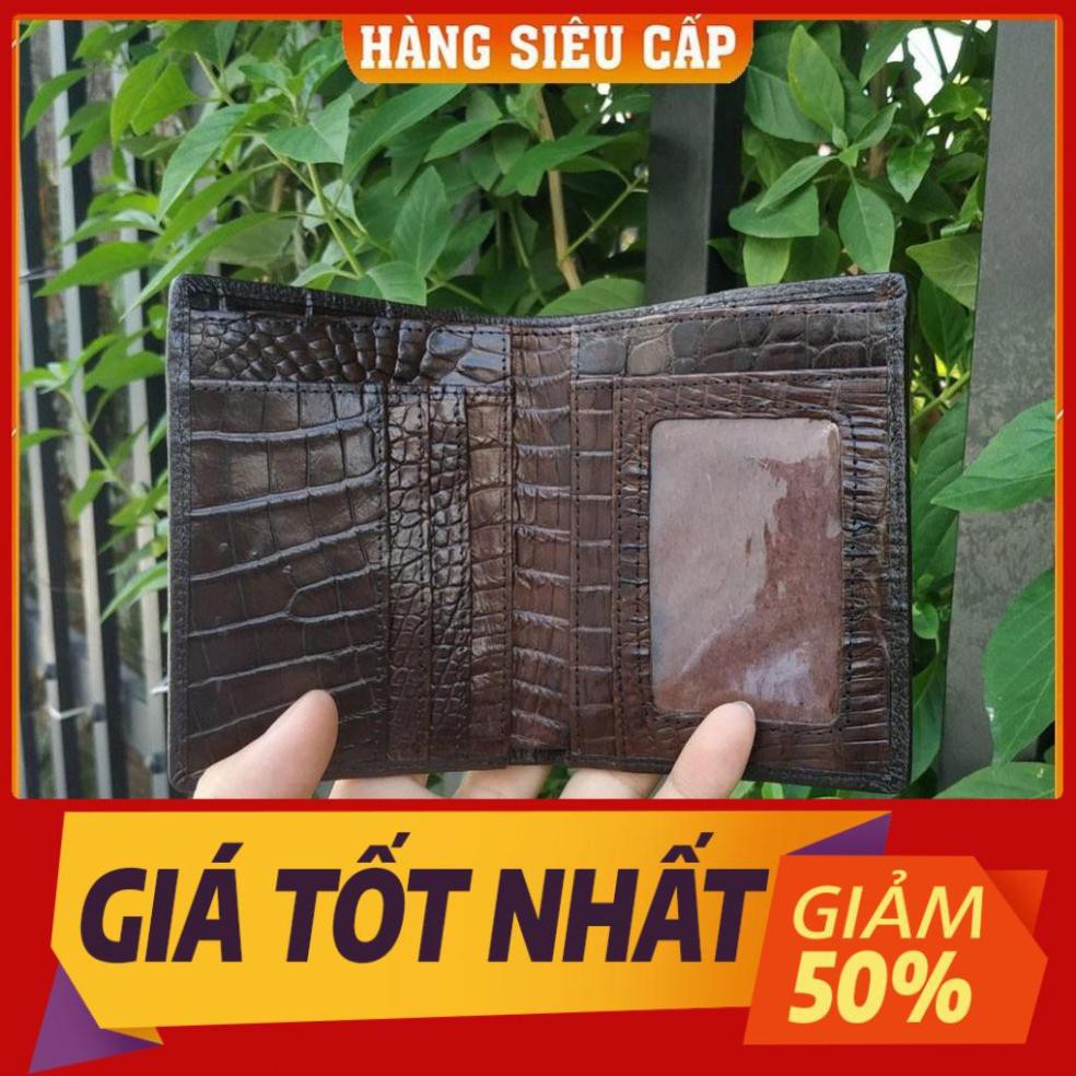 Thẻ BH 12 tháng [ Da Thật% ] -  VÍ CÁ SẤU 2 MẶT CAO CẤP. GÙ NGUYÊN CON NHỎ DÁNG ĐỨNG Hàng Cao Cấp, Rẻ, Đẹp