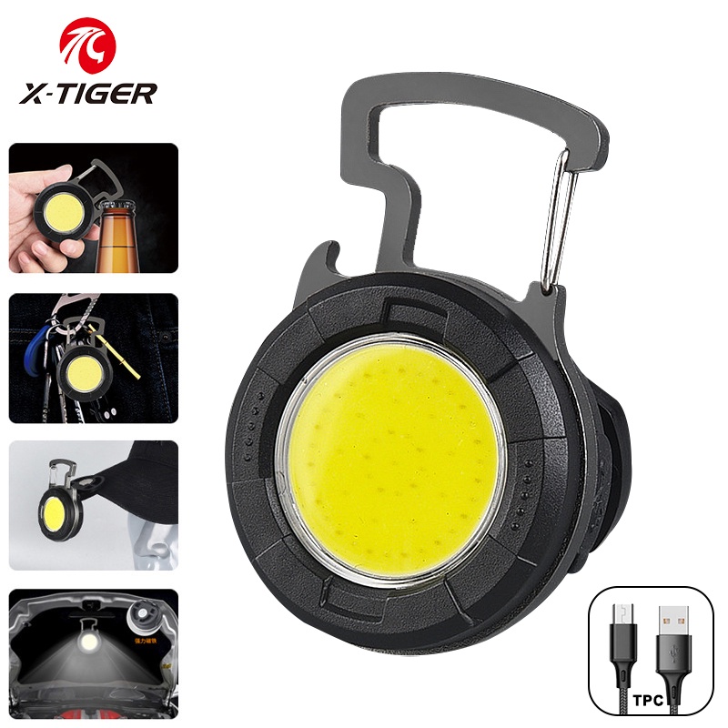 X-TIGER Móc Khóa Đèn Pin LED COB Mini Di Động Kèm Nút Bần Cho Hoạt Động Ngoài Trời