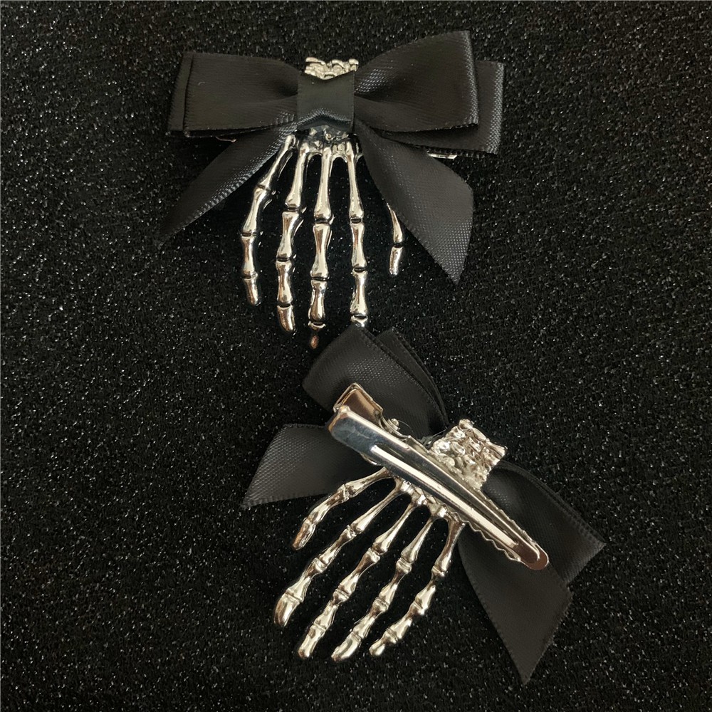 Kẹp Tóc Hình Bàn Tay Xương Phong Cách Gothic Cho Halloween