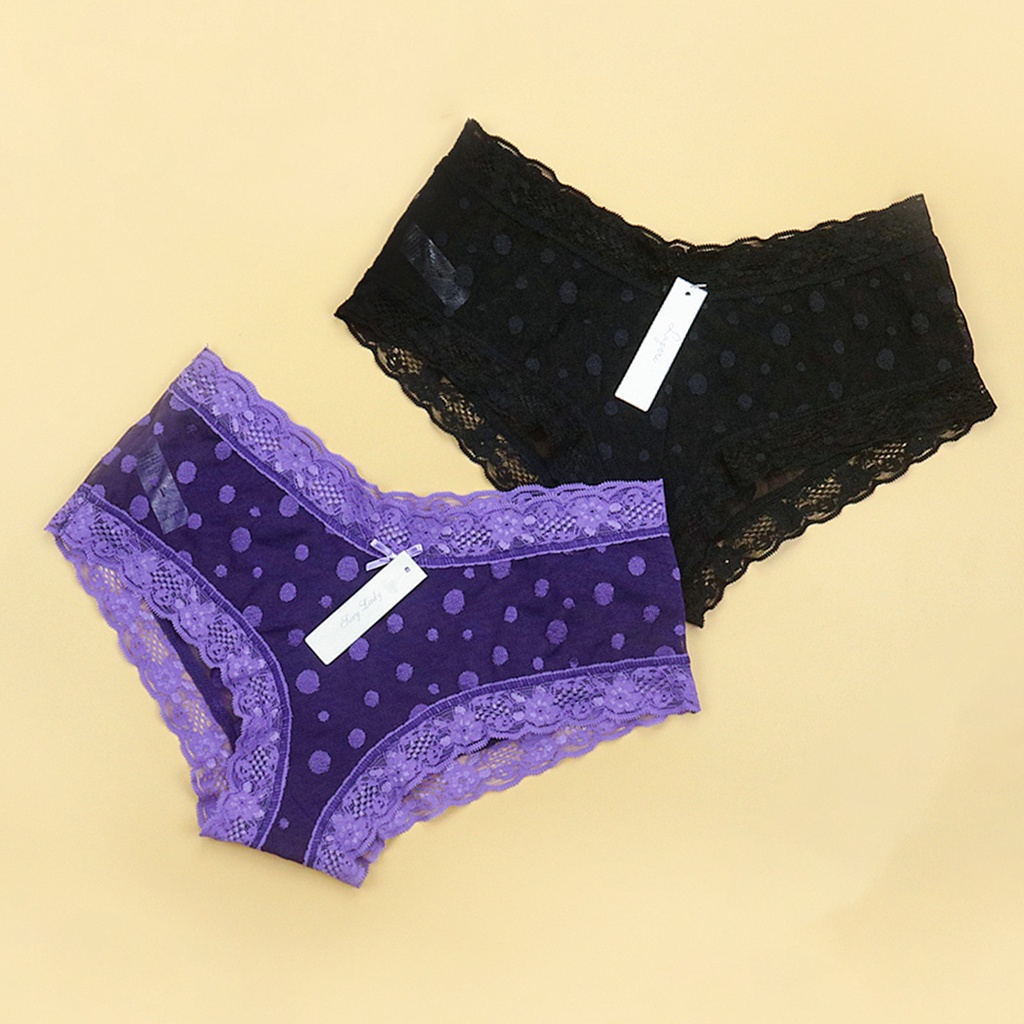 Quần Lót Lưới Họa Tiết Chấm Bi Luperi Dáng Bikini Cạp Vừa Xinh Xắn Chất Liệu Thoáng Mát Kháng Khuẩn Khử Mùi Sp743