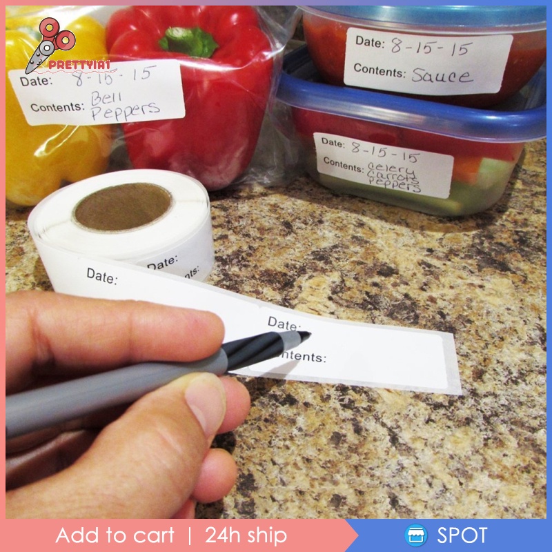 [Prettyia1] 1 Cuộn 125 Nhãn Dán Thực Phẩm Đông Lạnh Trơn Tháo Rời Được Kích Thước 25x77mm