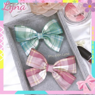 🎀 Kẹp tóc nơ kẻ caro