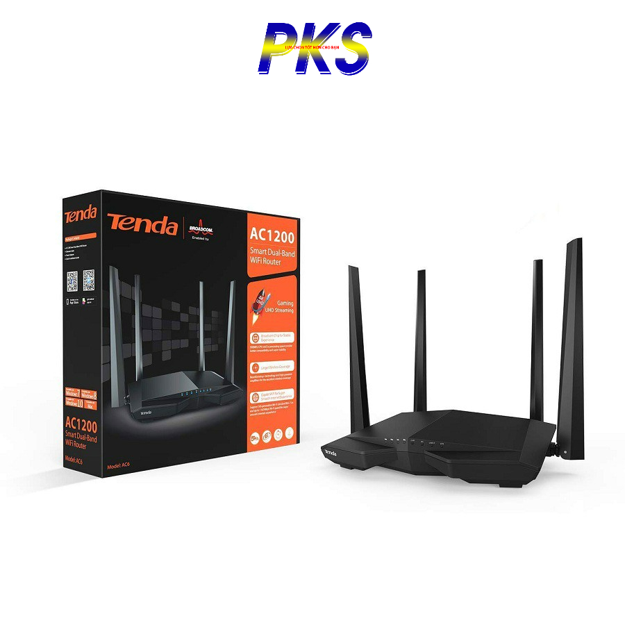 Thiết bị phát Wifi chuẩn AC 1200Mbps Tenda AC6 bảo hành 24 tháng