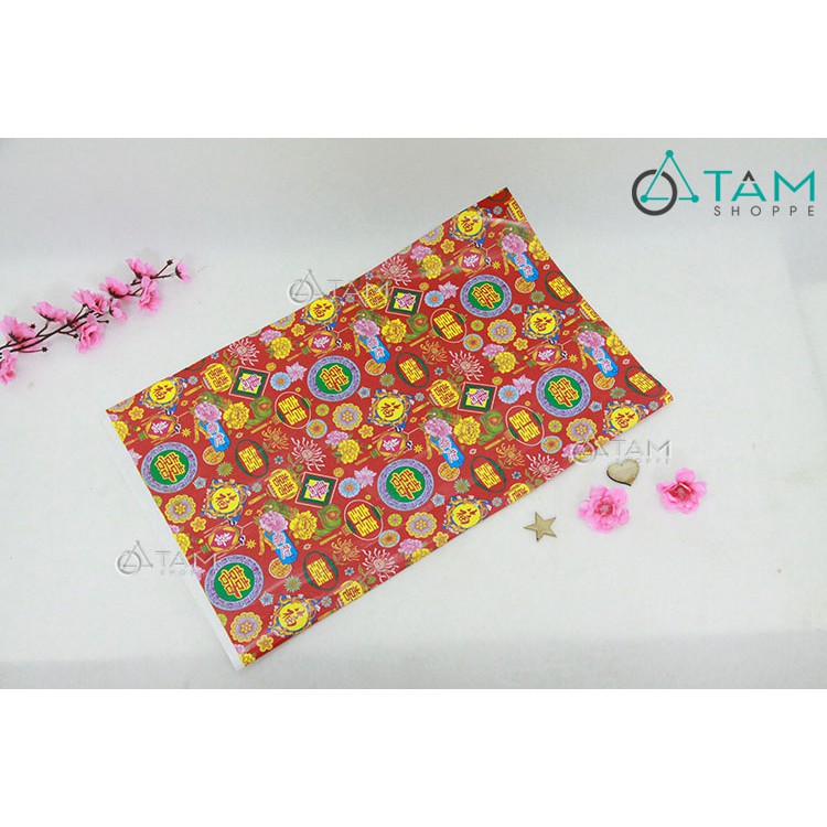 Giấy đỏ dán Tết họa tiết Vintage số 03