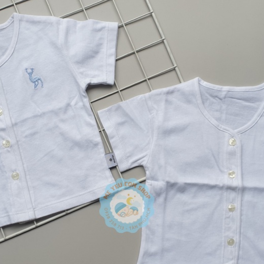 (3-11kg) Áo Sơ Sinh Cài Giữa Cotton Trắng Thêu Tay Ngắn/ Tay Dài Cho Bé - katydang