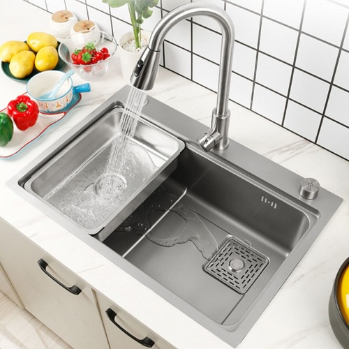 [CHẬU ĐÚC CHÍNH HÃNG] Chậu rửa bát 1 hố cỡ lớn kích thước 75x46 cm