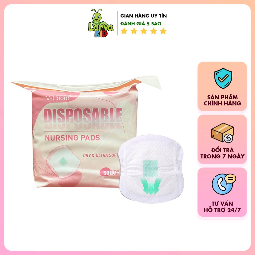 Miếng lót thấm hút sữa VCOOOL cho mẹ sau sinh gói 30 &100 miếng cao cấp chống tràn - LARVA KID
