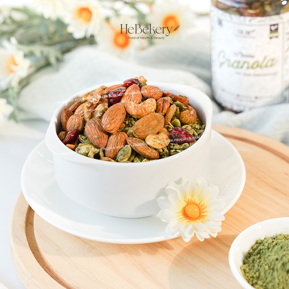 500g Granola Truly Healthy HEBEKERY by HEBE - Ngũ Cốc Dinh Dưỡng Lành Mạnh Tự Nhiên - Vị Matcha