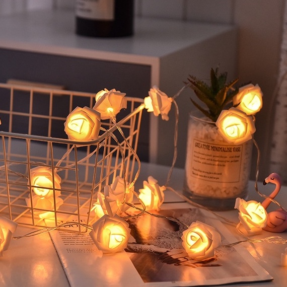 Dây đèn trang trí hoa hồng màu vàng ấm  Decor trang trí phòng ngủ  Điều lãng mạn nhất dành tặng chính bạn